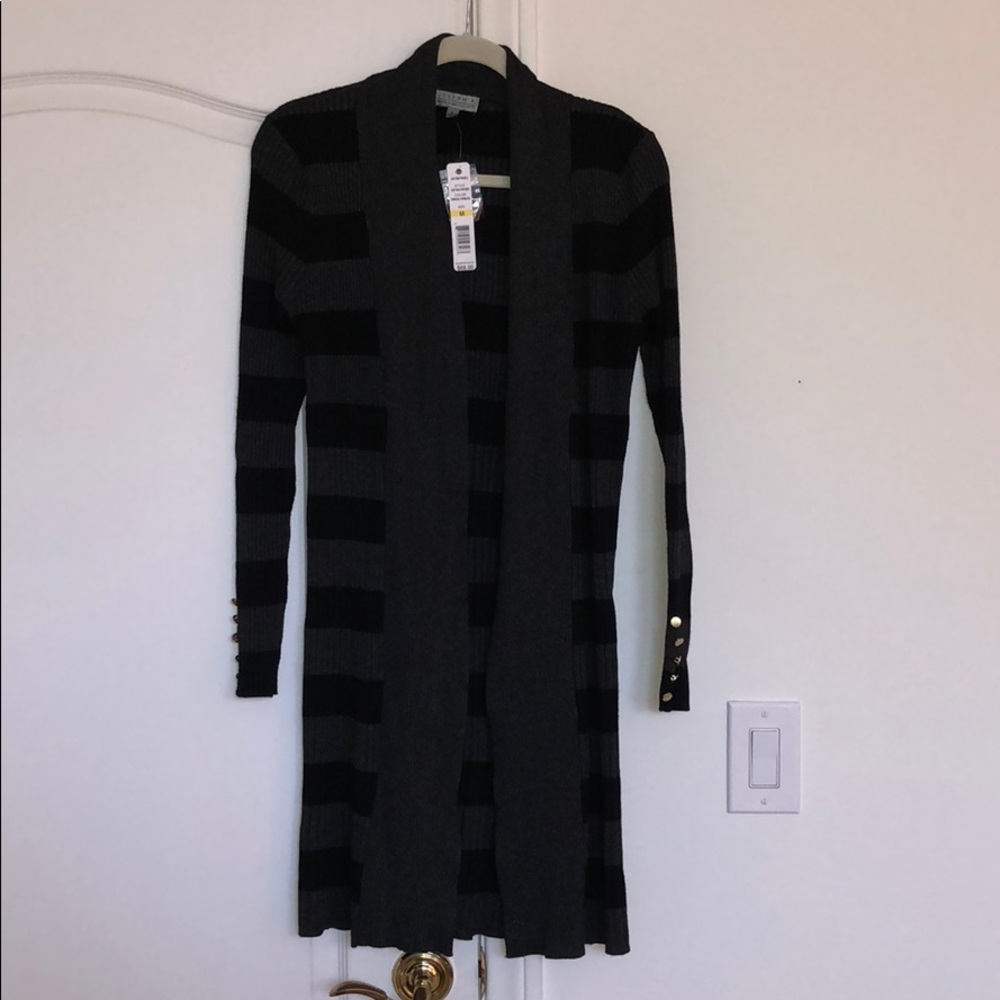 Joseph A NWT ribbed long black and grey cardigan
